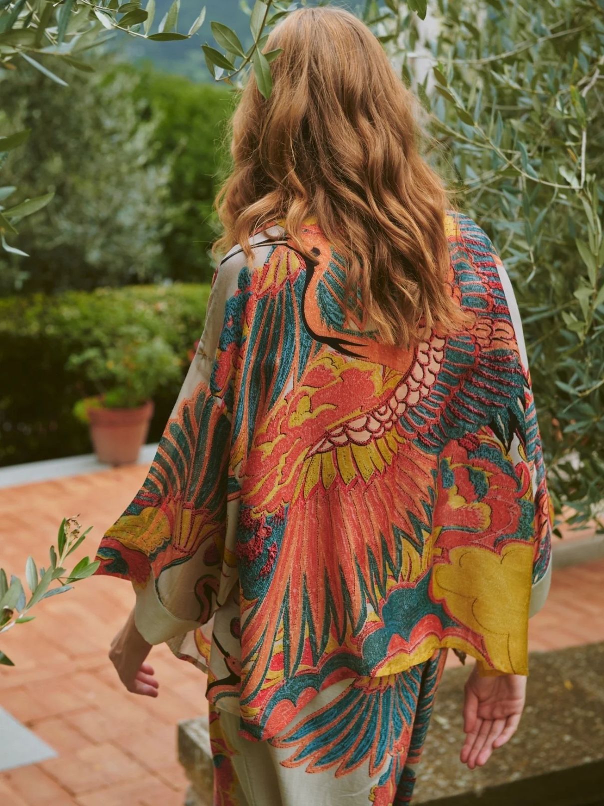 One Hundred Stars Crane Kimono in Stone