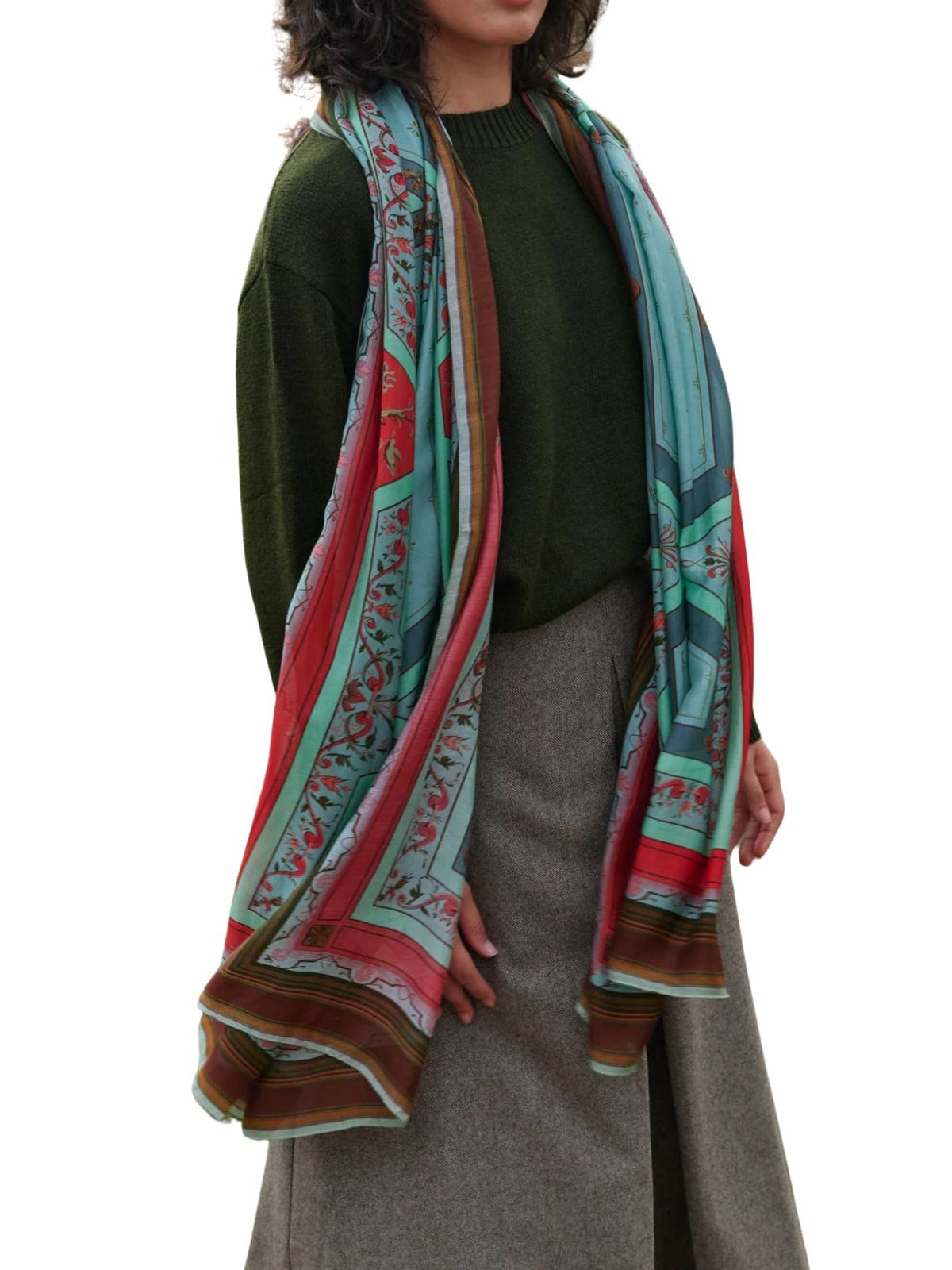 One Hundred Stars Fleur De Lys Scarf in Aqua