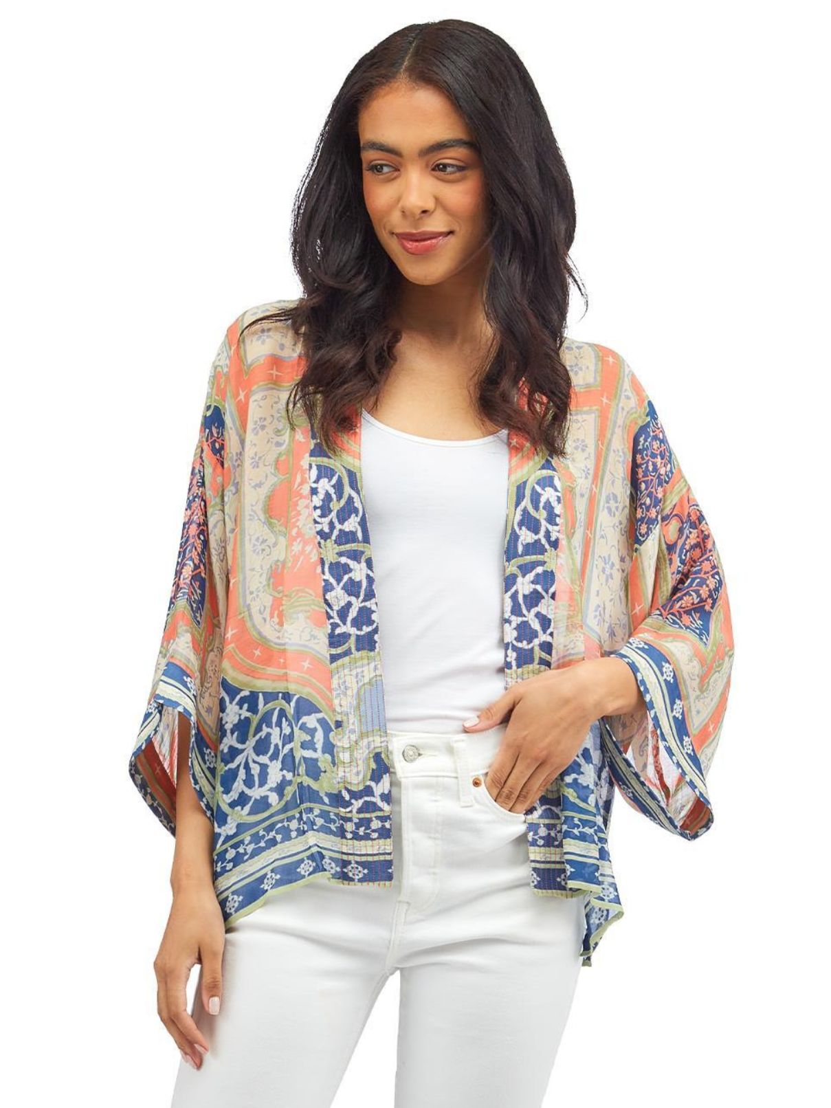 One Hundred Stars Indian Summer Short Kimono in Blue