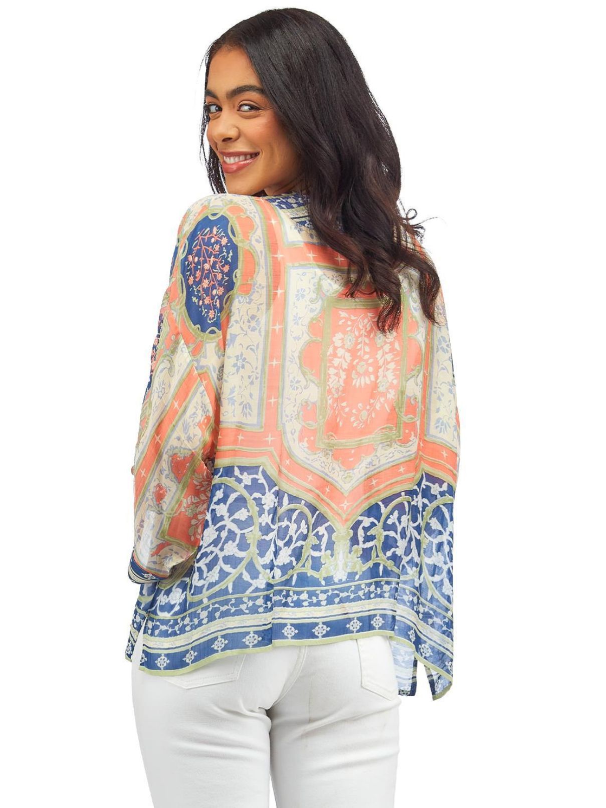 One Hundred Stars Indian Summer Short Kimono in Blue