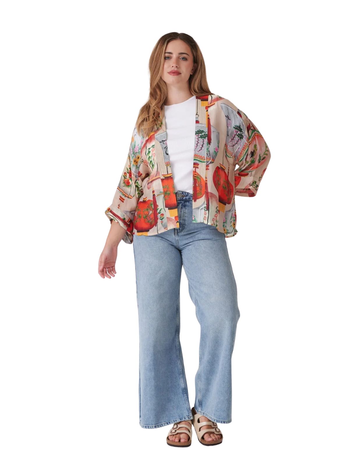 One Hundred Stars Lanterns Kimono Red