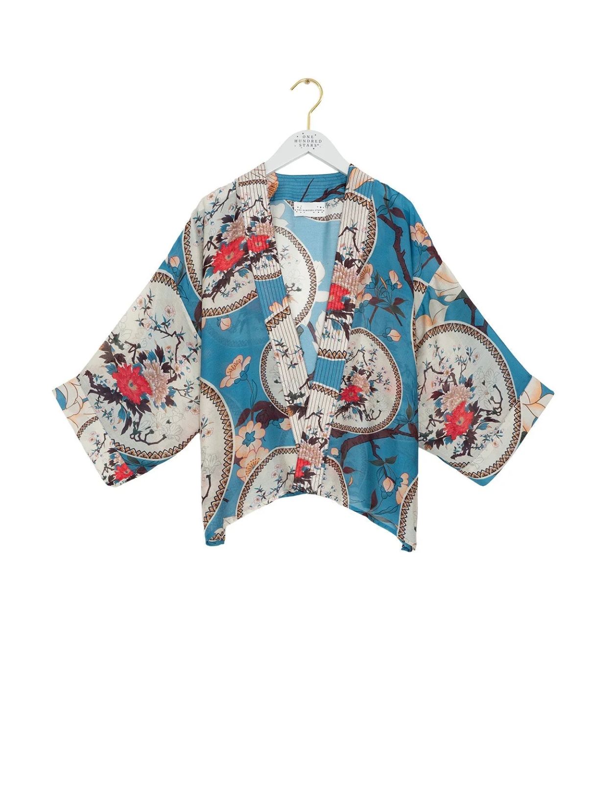 One Hundred Stars Magnolia Plates Kimono Blue