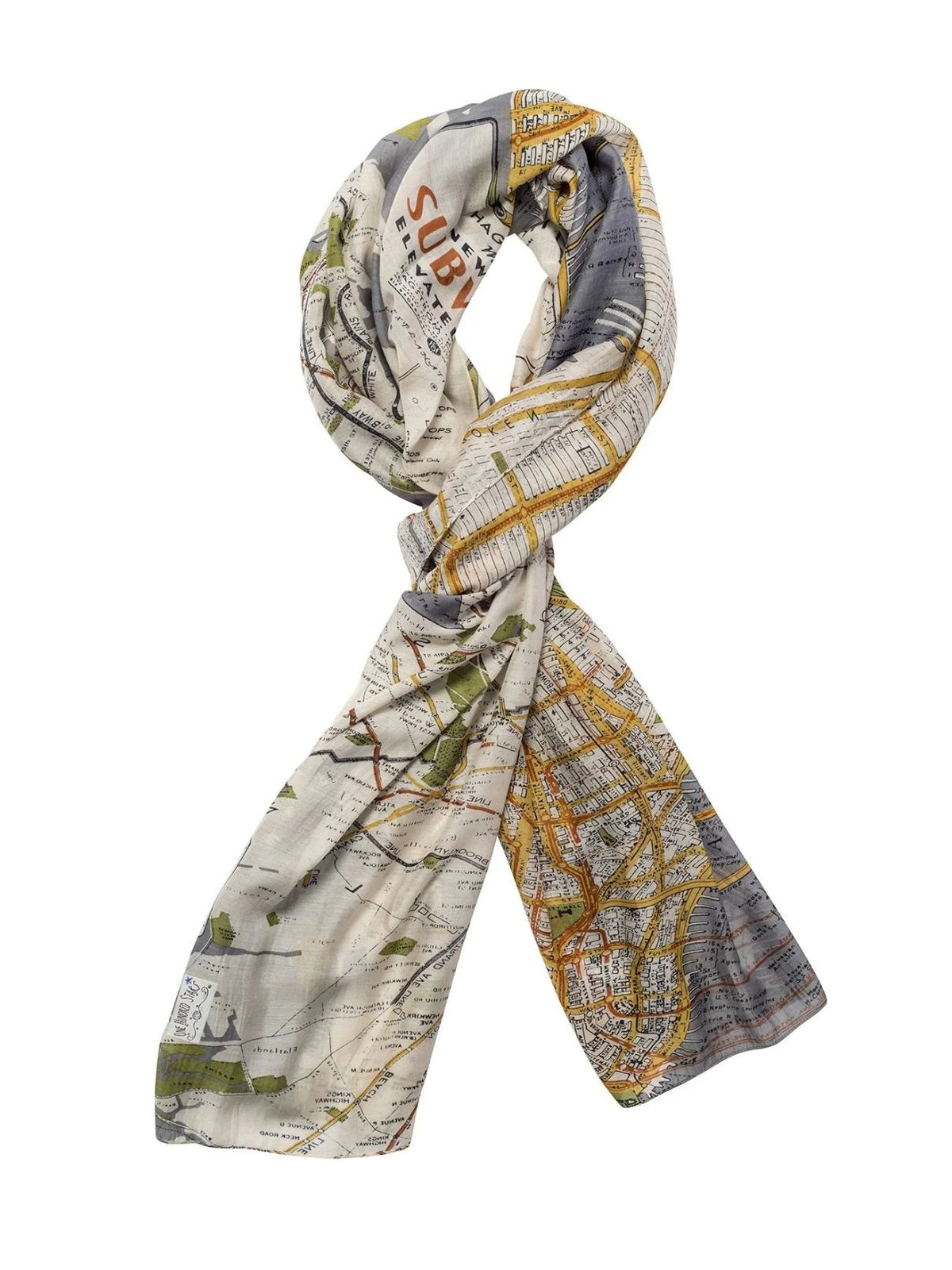 One Hundred Stars New York City Grey Map Scarf