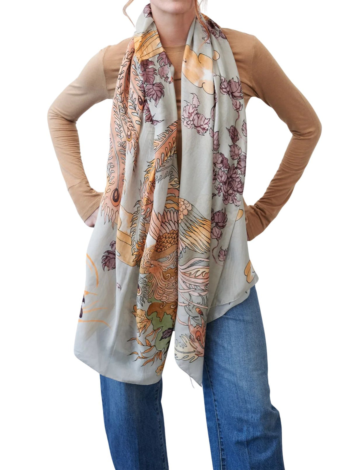 One Hundred Stars Phoenix Scarf in Grey