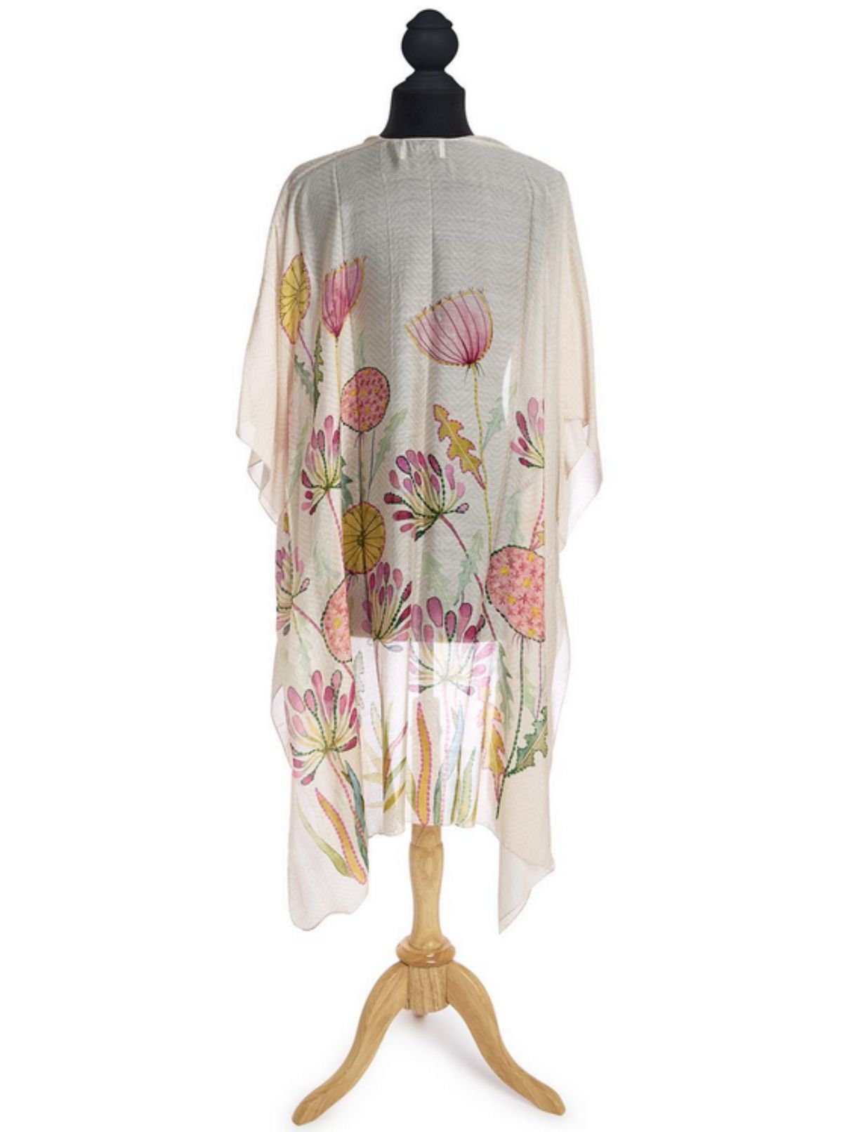 One Hundred Stars Pop Flowers Long Kimono in Pink