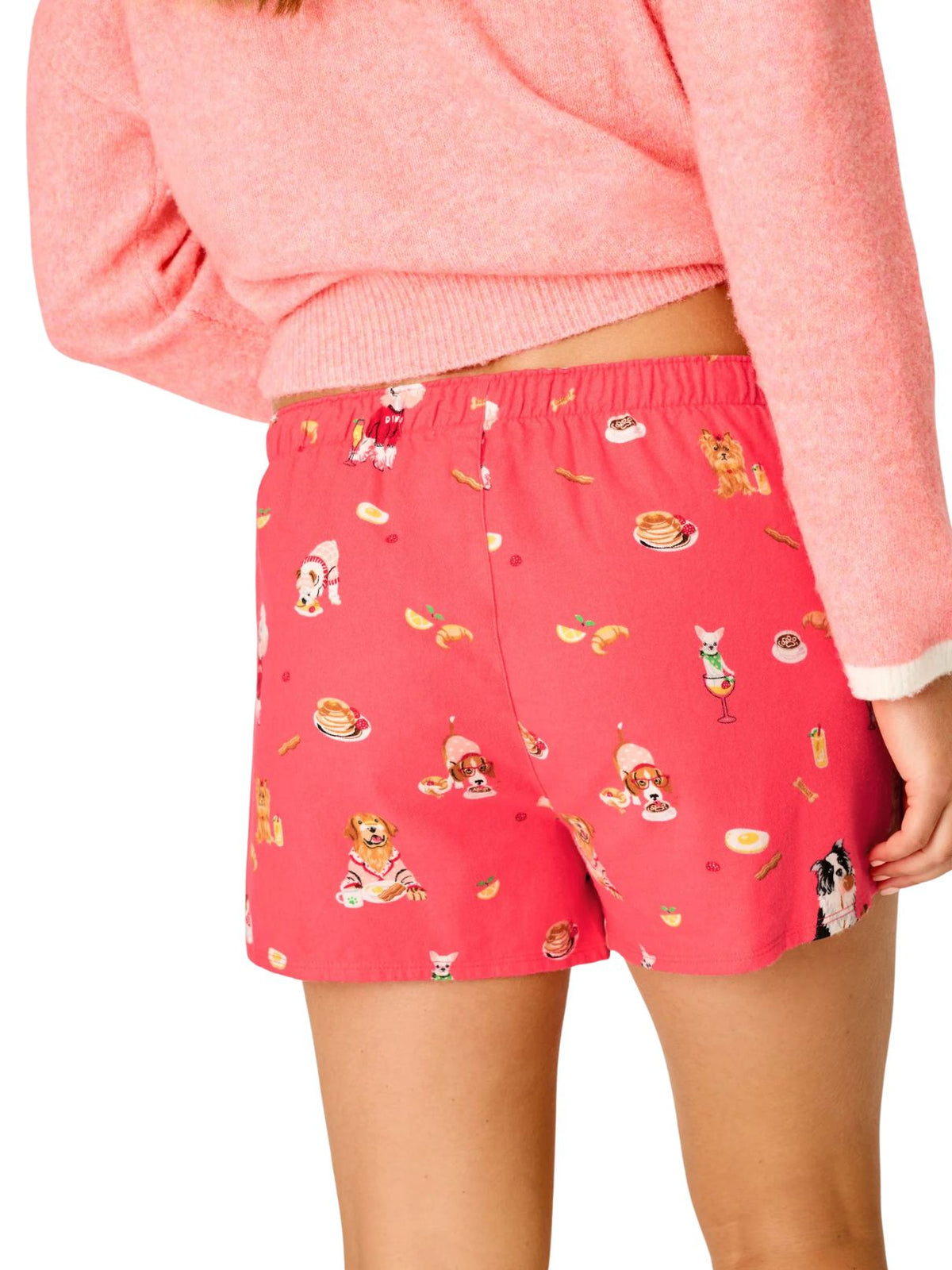 P.J. Salvage Dogs Who Brunch Print Flannel Shorts