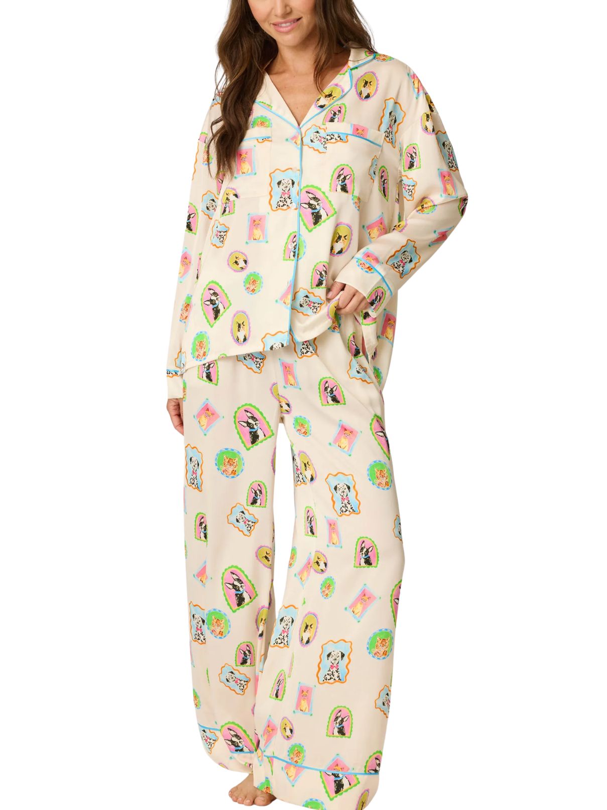 P.J. Salvage Picture Purrfect Pet Portraits Satin PJ Set