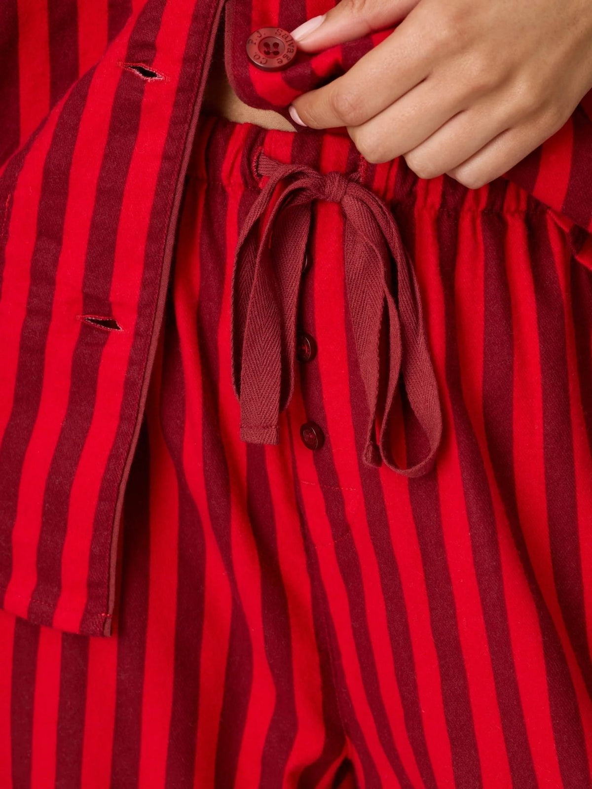 PJ Salvage Bow Icon 3-Piece Flannel Pajama Set in Lipstick