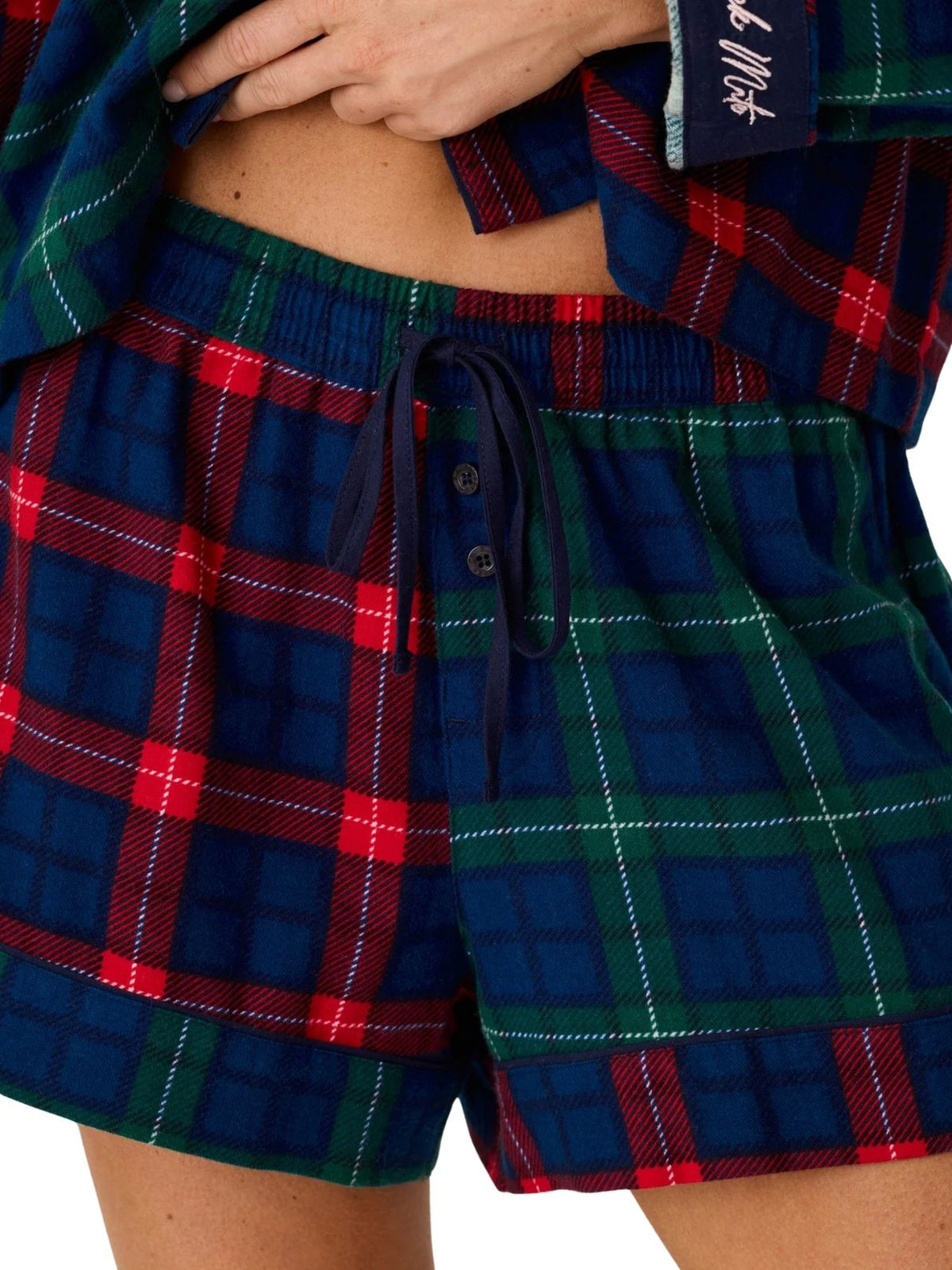 PJ Salvage Check Mate 3-Piece Plaid Flannel Pajama Set in Blue Ink