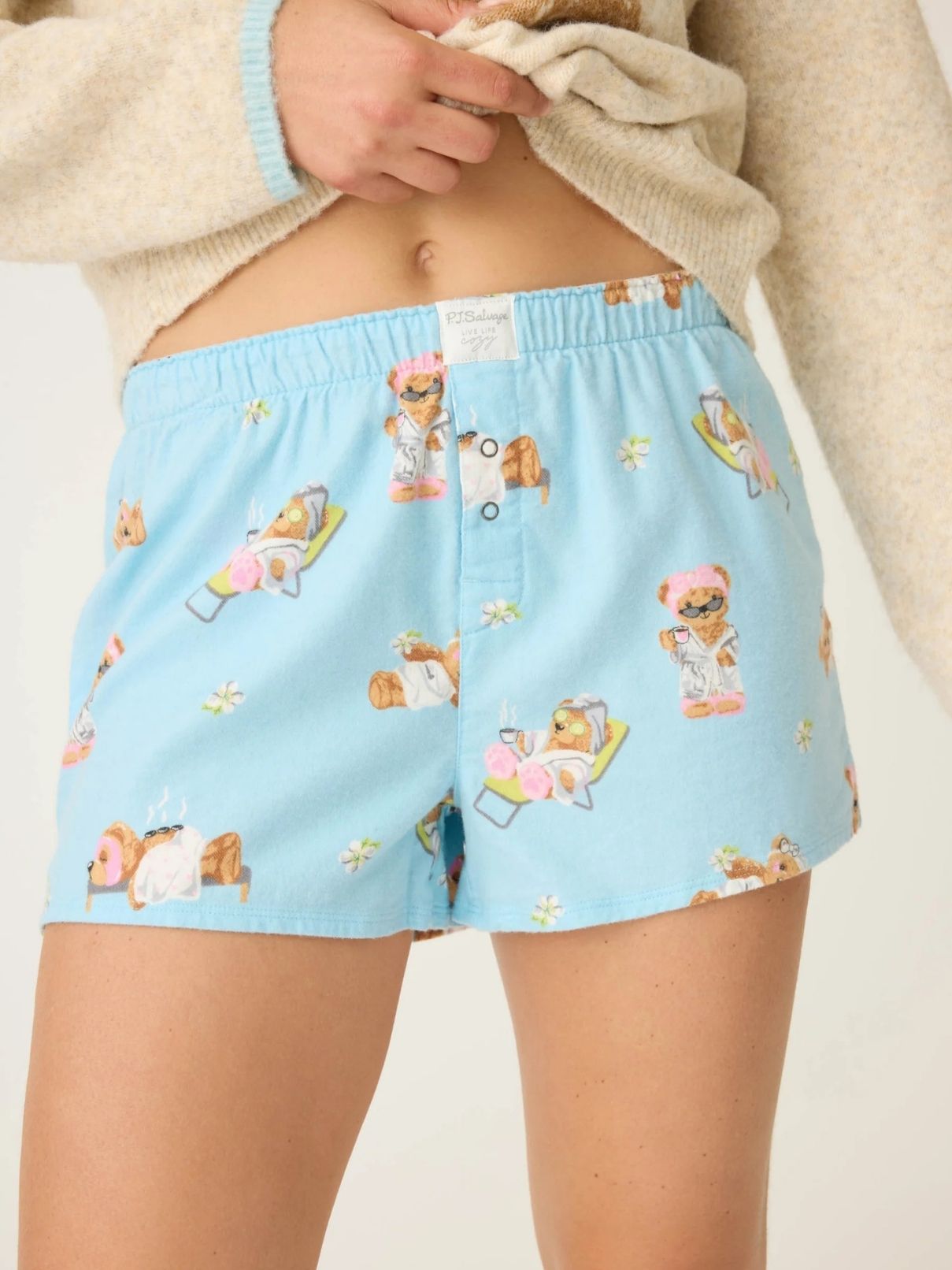 PJ Salvage Flannel Short in Ice Blue