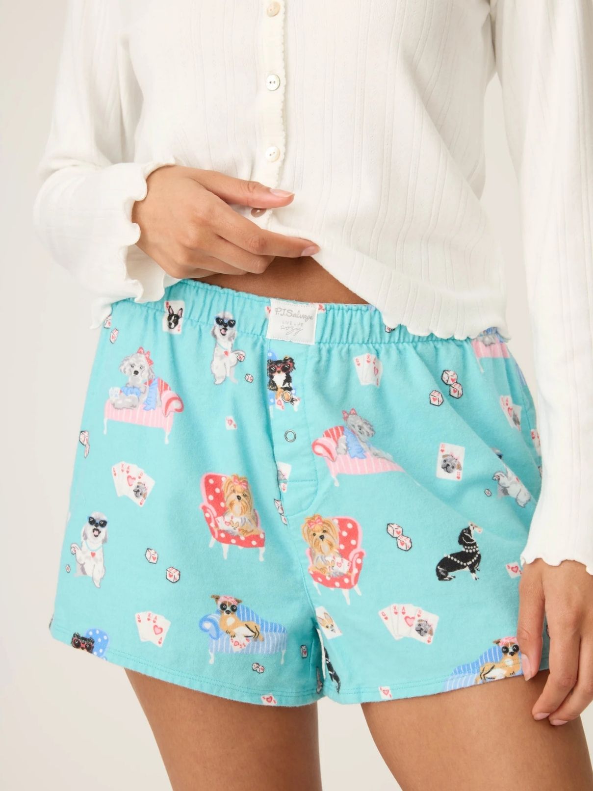 PJ Salvage Flannel Shorts in Turquoise