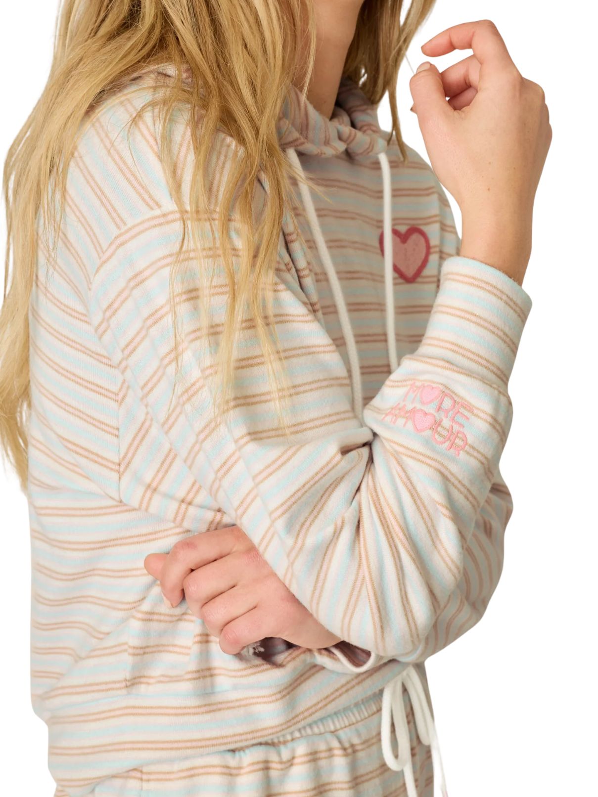 PJ Salvage J'Adore Amour Sweetheart Stripes Hoodie & Short Set