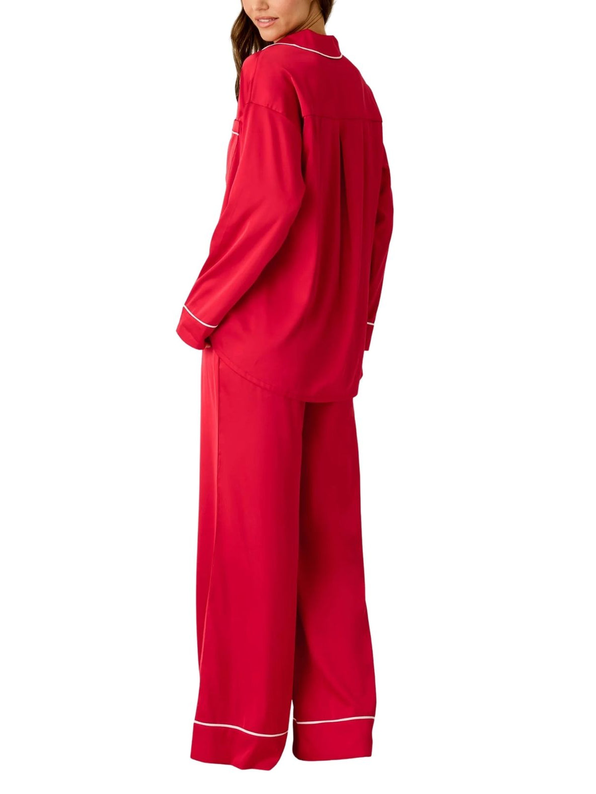 PJ Salvage Moonlight Muse Satin Long Sleeve Pajama Set in Lipstick Red