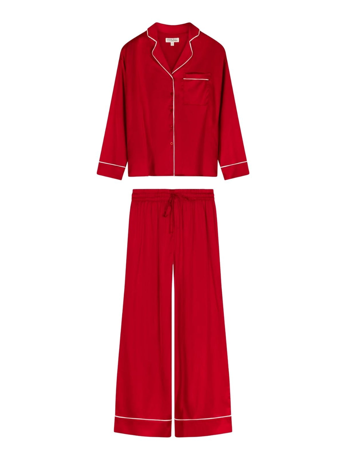 PJ Salvage Moonlight Muse Satin Long Sleeve Pajama Set in Lipstick Red