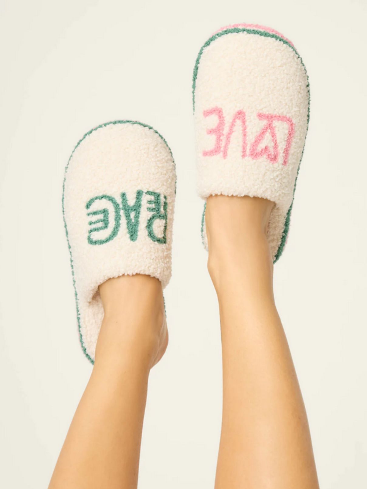 PJ Salvage Peace & Pawlidays Slippers in Ivory