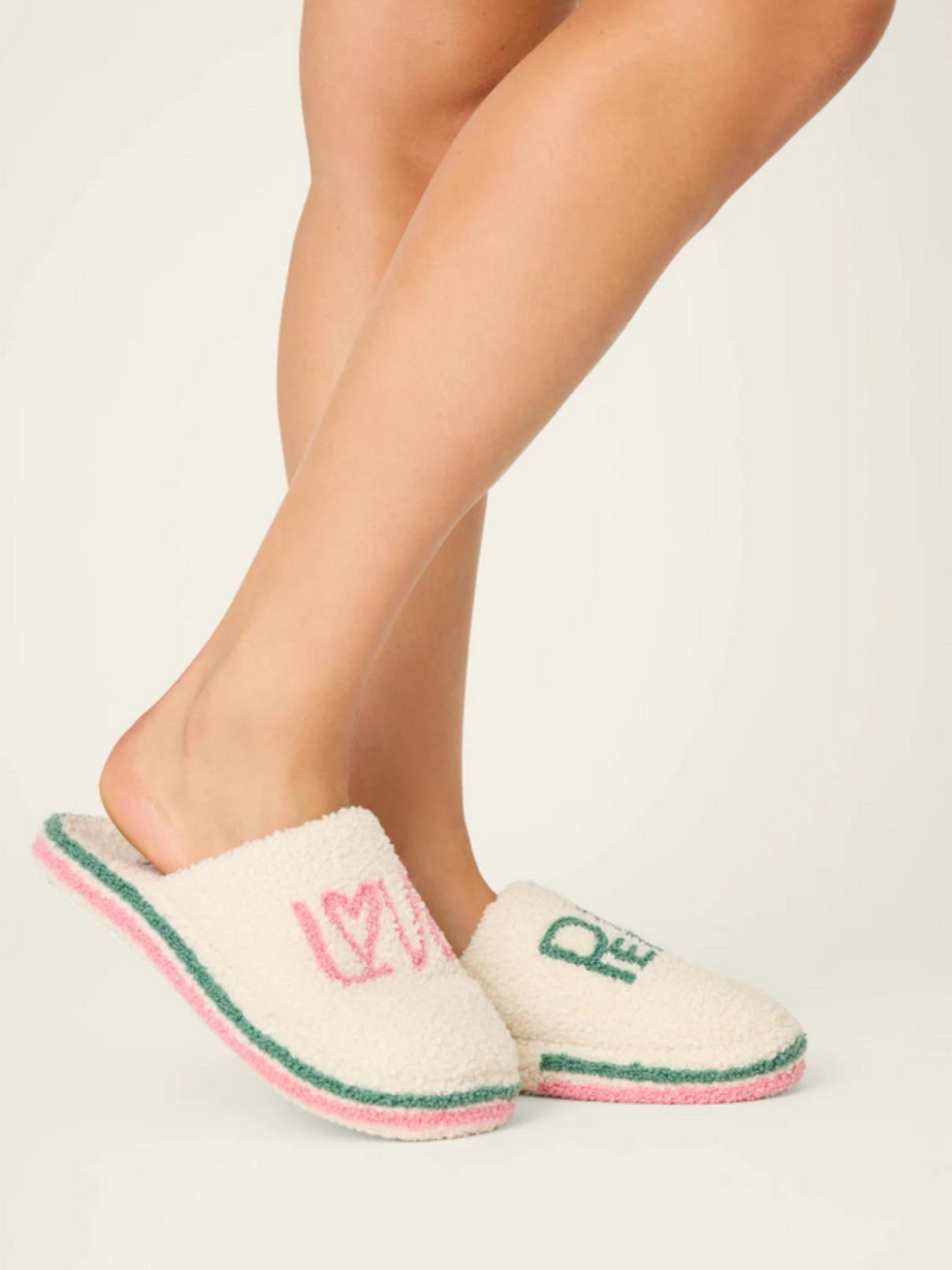PJ Salvage Peace & Pawlidays Slippers in Ivory