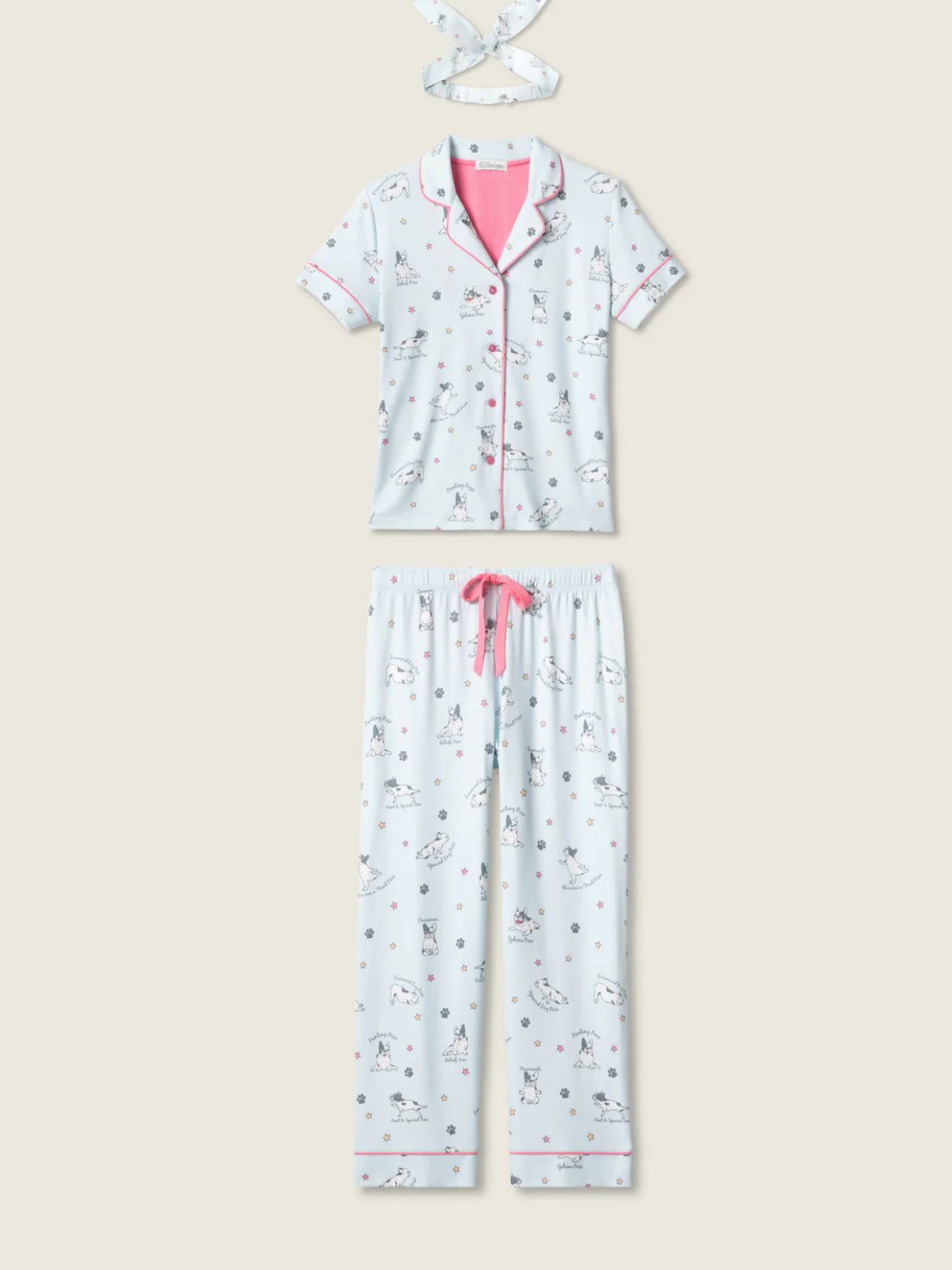 PJ Salvage Set Paws And Breathe in Blue Mist