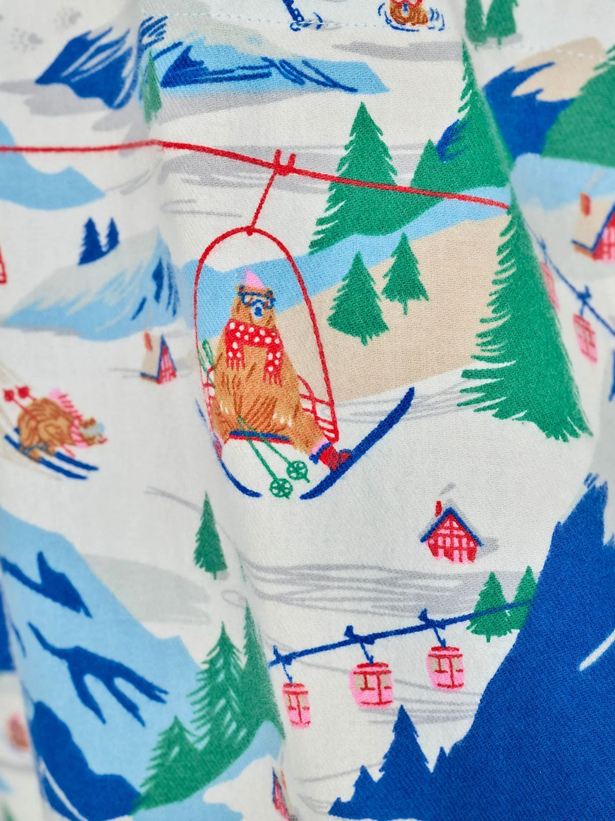 PJ Salvage Ski Ya Later Skiing Bears Flannel Pajama Shorts in Moon Blue