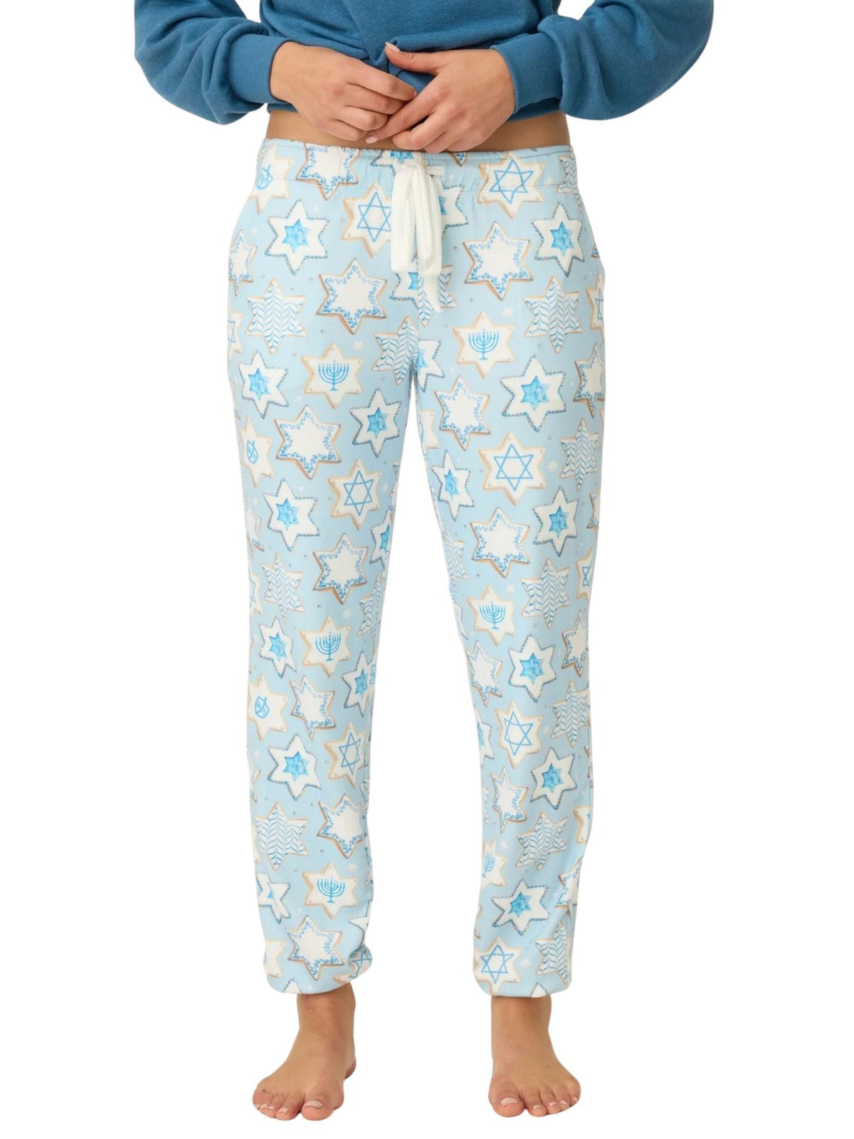 PJ Salvage You Had Me At Shalom Cookie Print Banded Pajama Pants in Light Sky