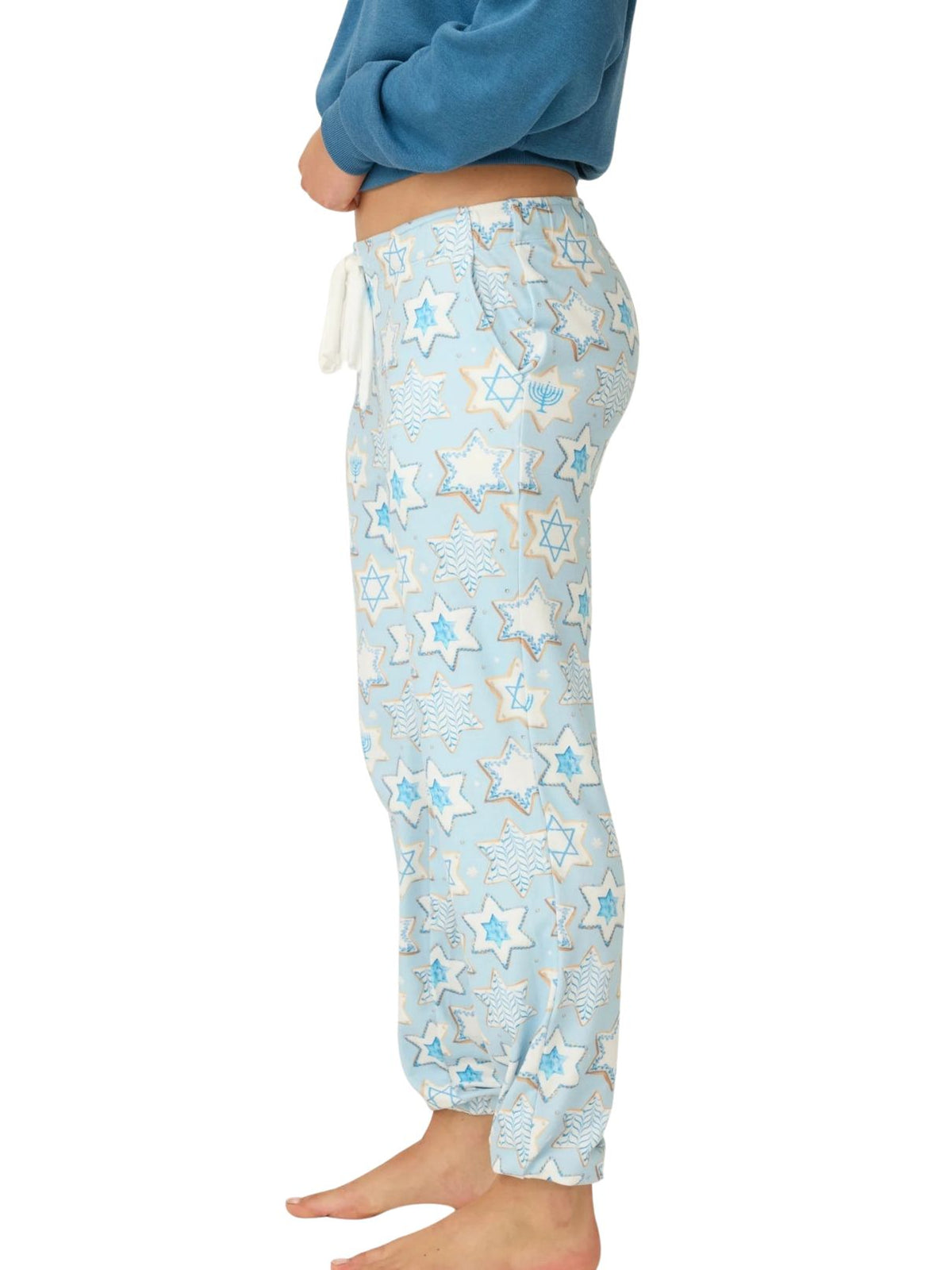 PJ Salvage You Had Me At Shalom Cookie Print Banded Pajama Pants in Light Sky