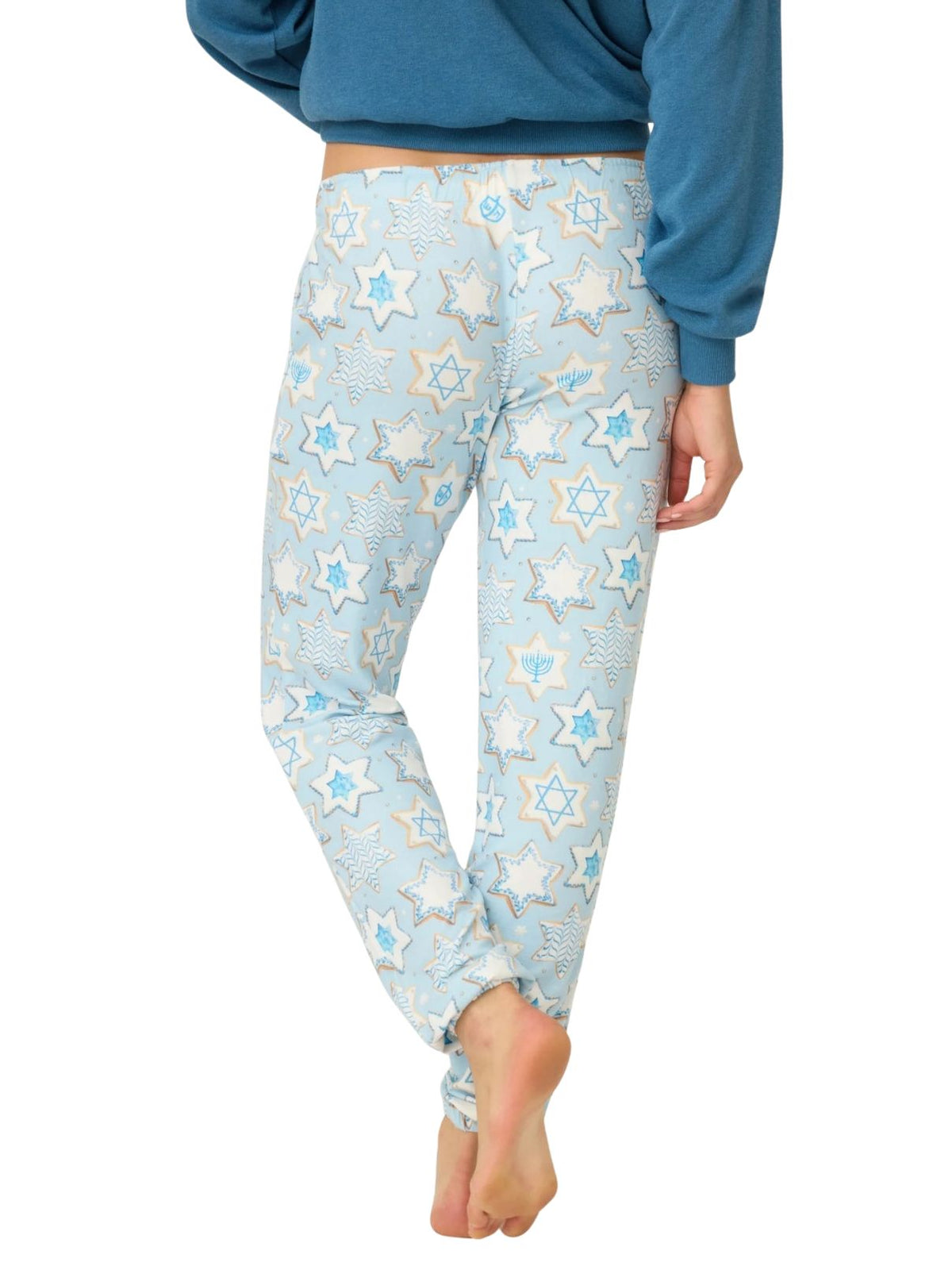 PJ Salvage You Had Me At Shalom Cookie Print Banded Pajama Pants in Light Sky