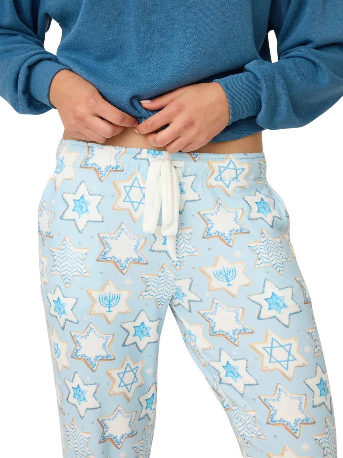 PJ Salvage You Had Me At Shalom Cookie Print Banded Pajama Pants in Light Sky