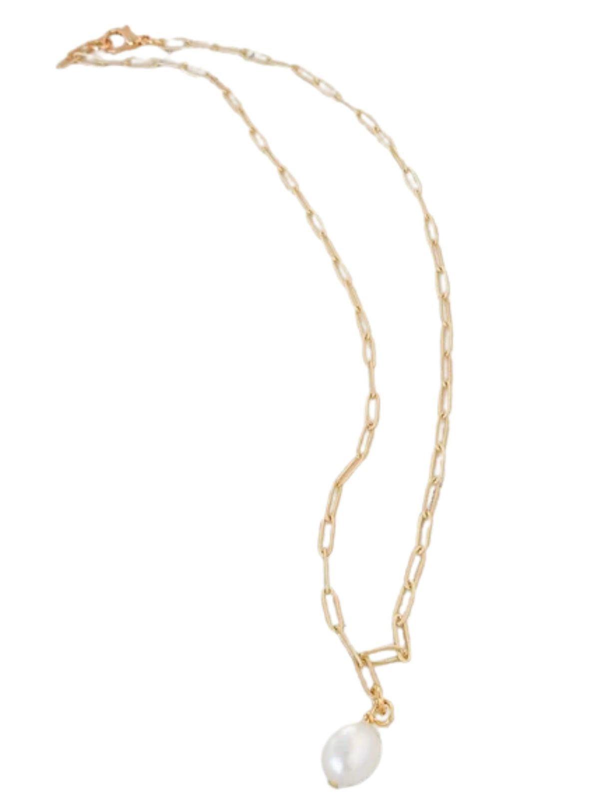 Paperclip Chain with Mini Pearl – 16"