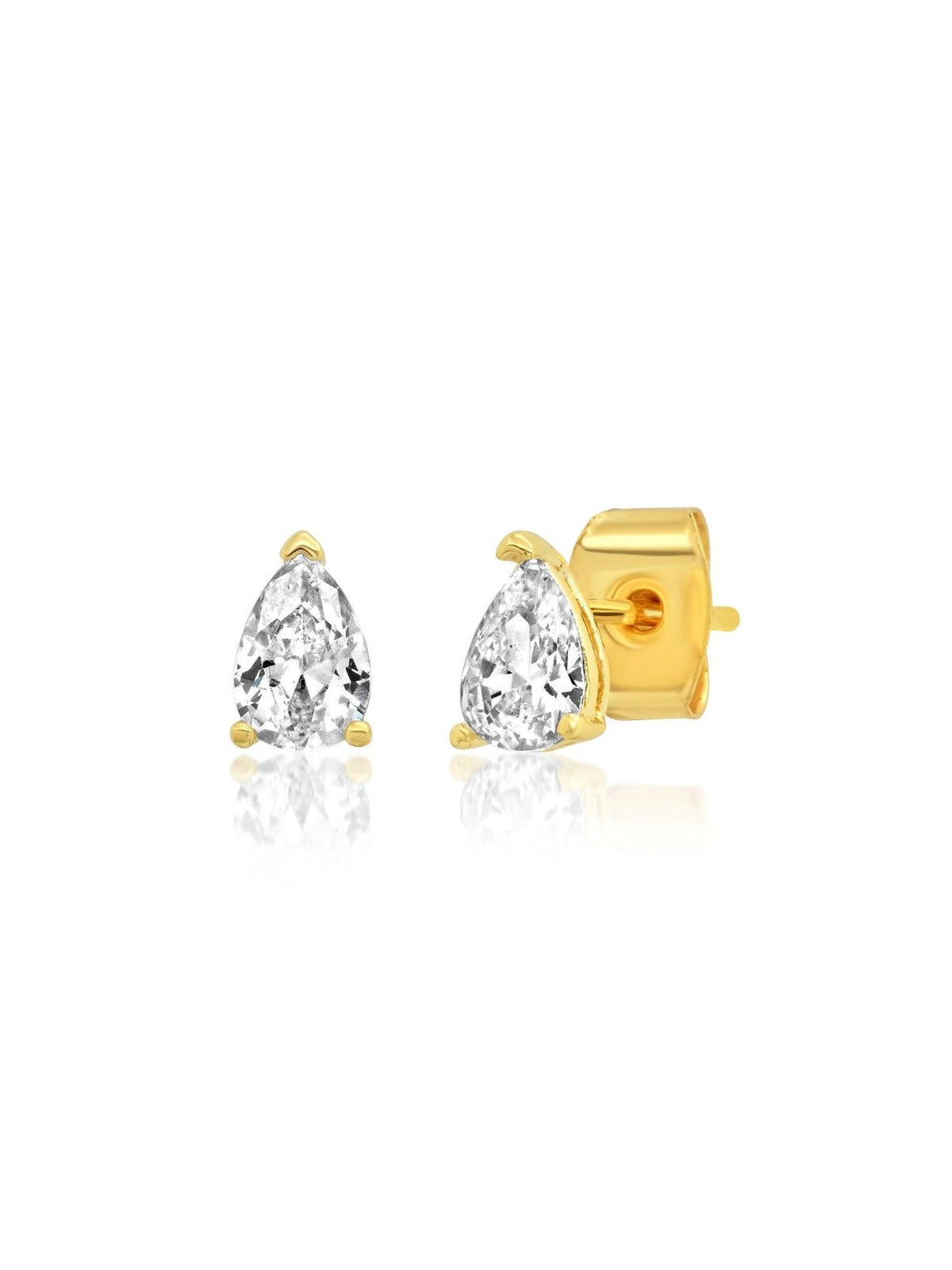 Pear Shape CZ Stud Earrings in Gold