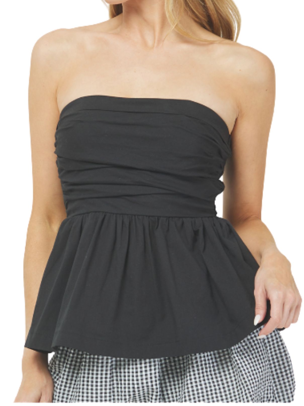 Peplum Tube Top in Black