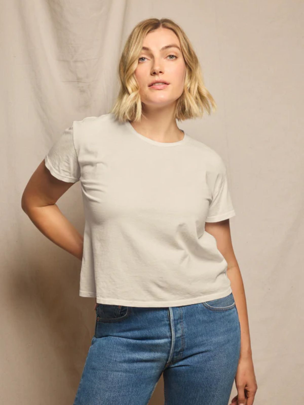 Perfect White  Harley Boxy Crew Tee in Sugar