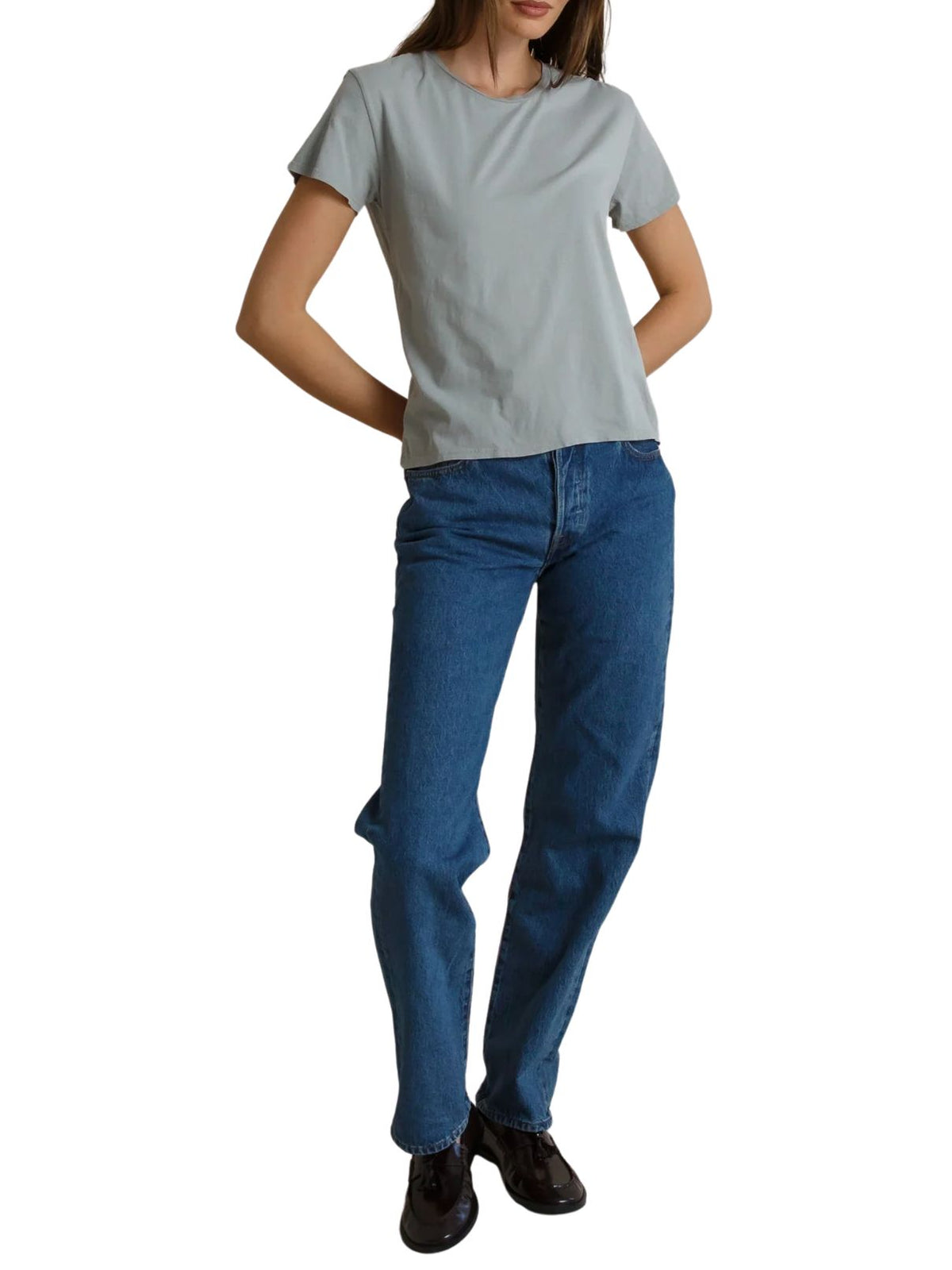 Perfect White Tee Harley Boxy Crewneck Cotton T-Shirt in Griffin Grey