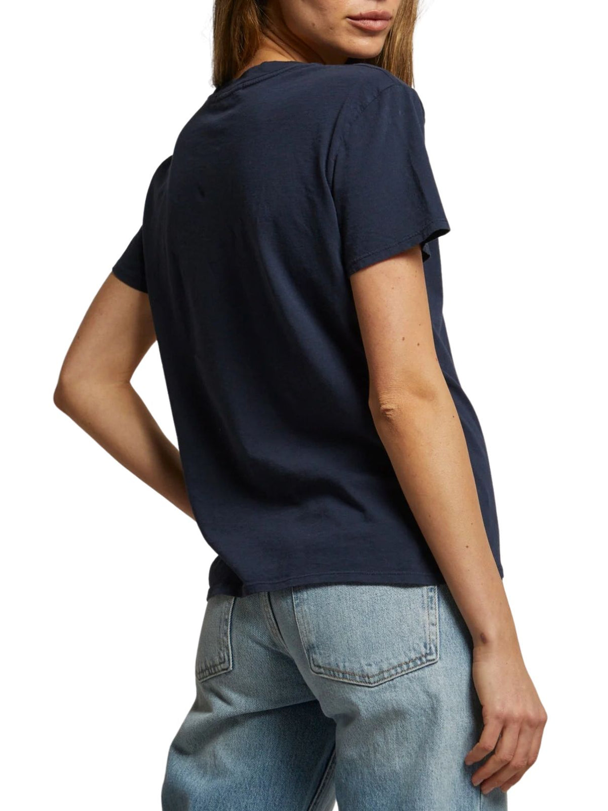 Perfect White Tee Harley Cotton Boxy Crew Neck Tee in Navy