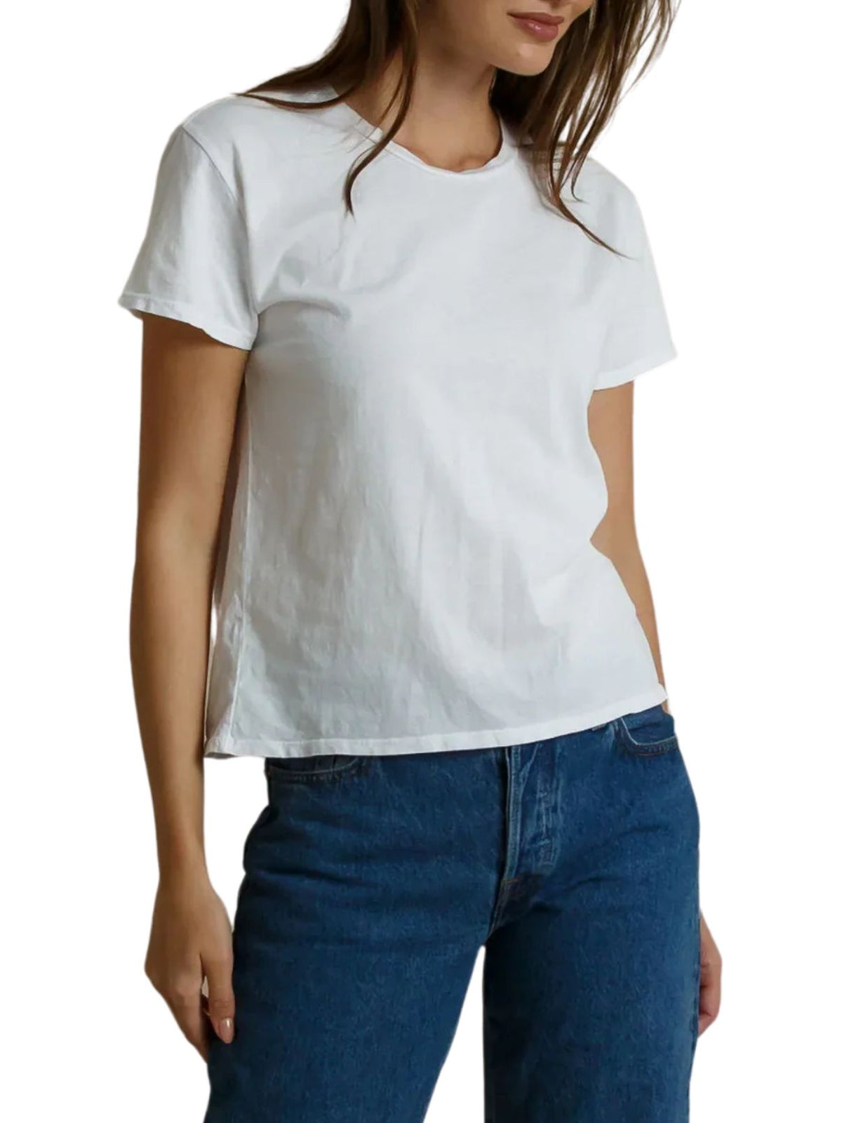 Perfect White Tee Harley Cotton Boxy Crew Neck Tee in White