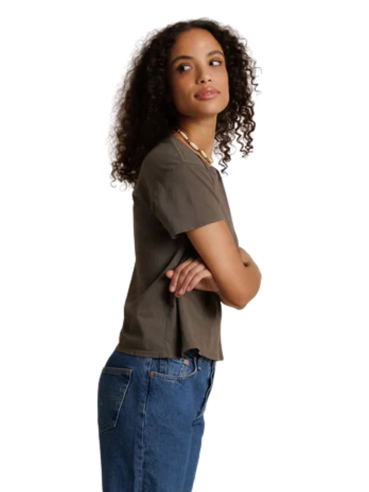 Perfect White Tee Harley Cotton Boxy Crewneck Tee – Dark Olive