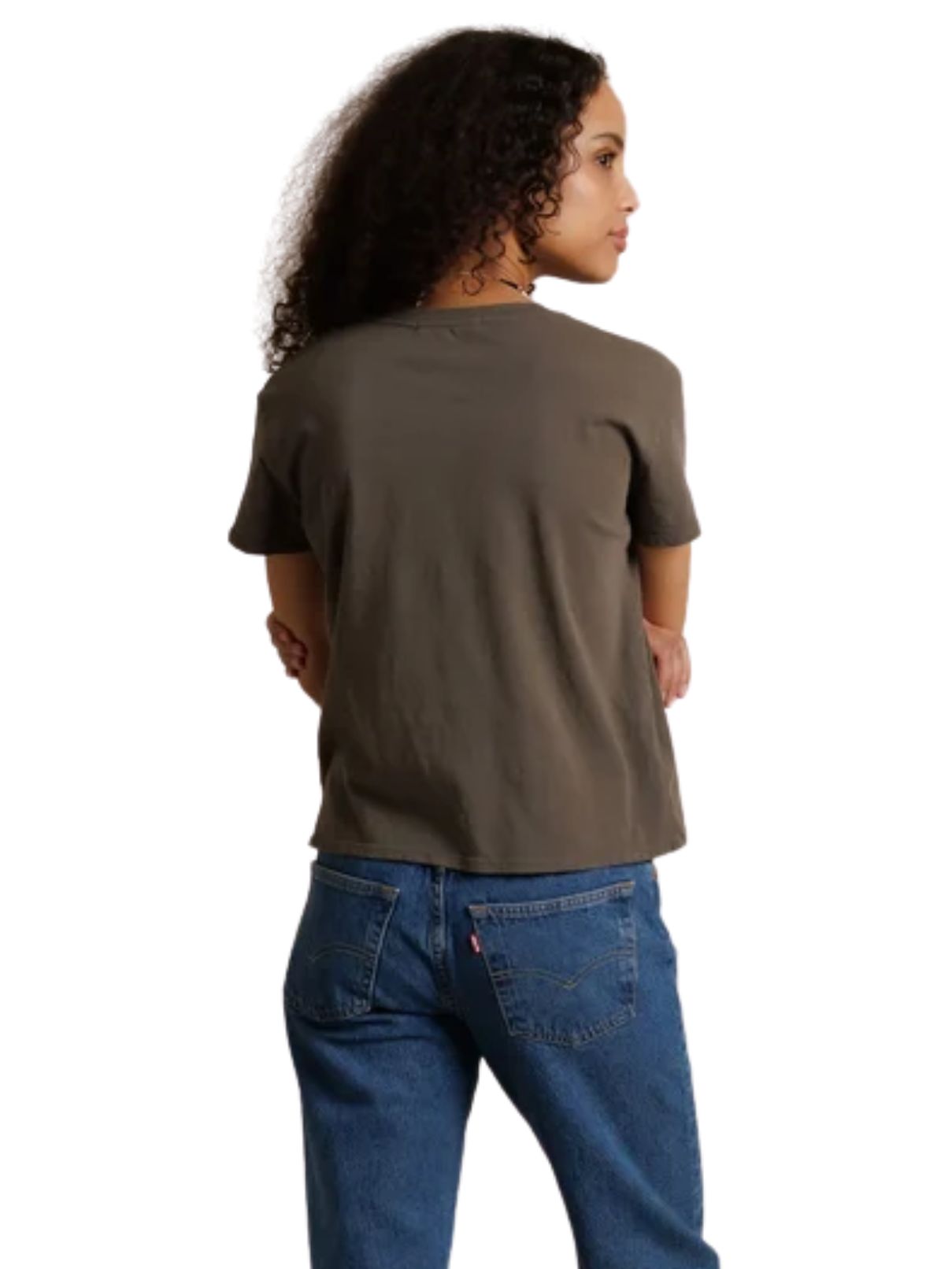 Perfect White Tee Harley Cotton Boxy Crewneck Tee – Dark Olive