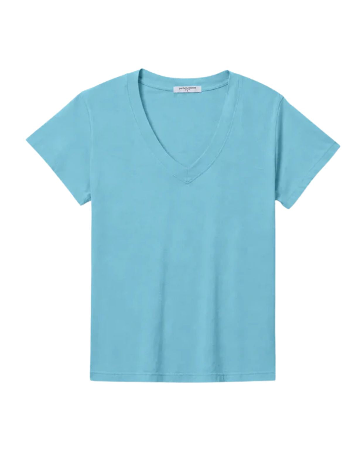 Perfect White Tee Hendrix Cotton Boxy V-Neck Tee – Milky Blue