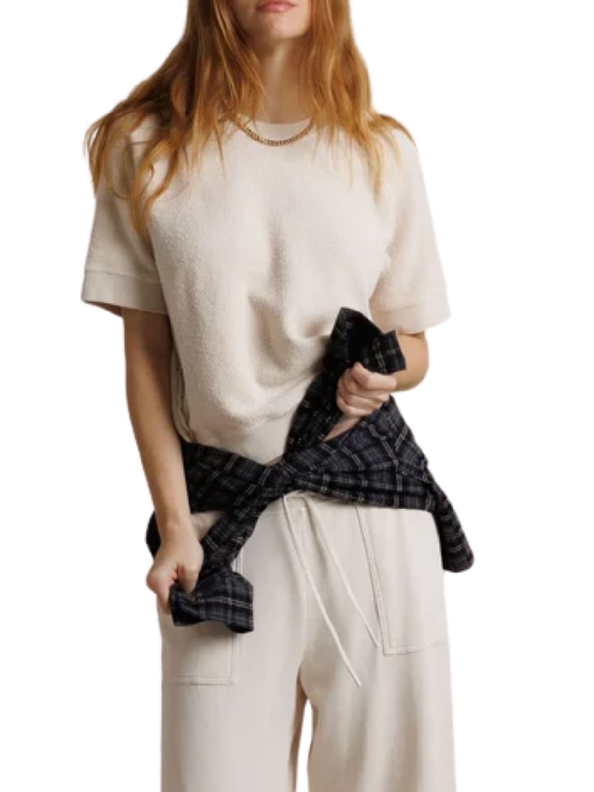 Perfect White Tee Kennedy Ziggy Short Sleeve Reverse Fleece Sweatshirt – Sugar