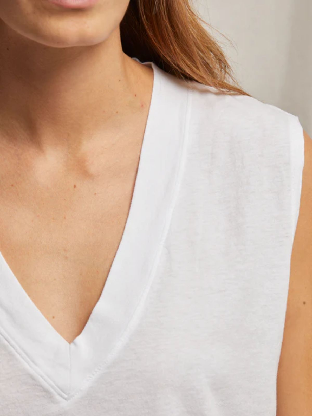 Perfect White Tee Margot Sleeveless Vneck Tee in White