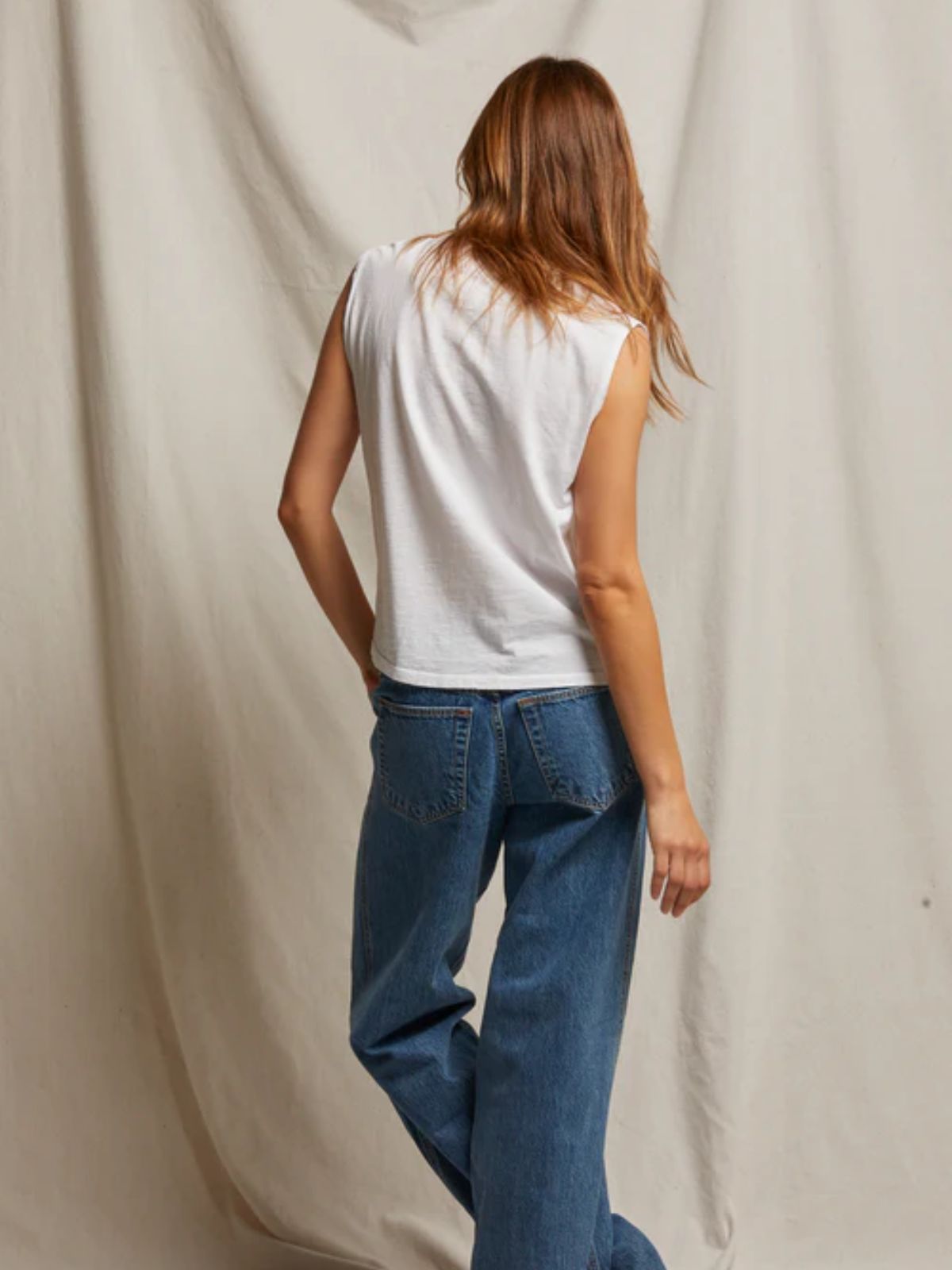 Perfect White Tee Margot Sleeveless Vneck Tee in White