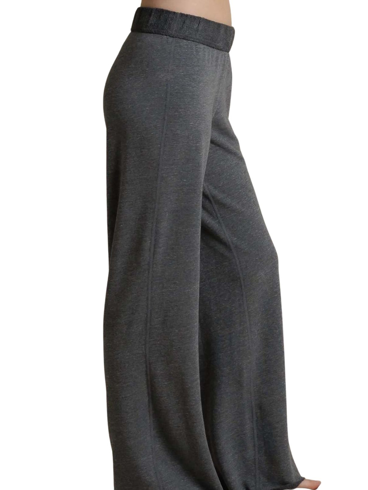 Perfect White Tee Marley Fleece Wide Leg Sweatpant in Dark Heather Grey