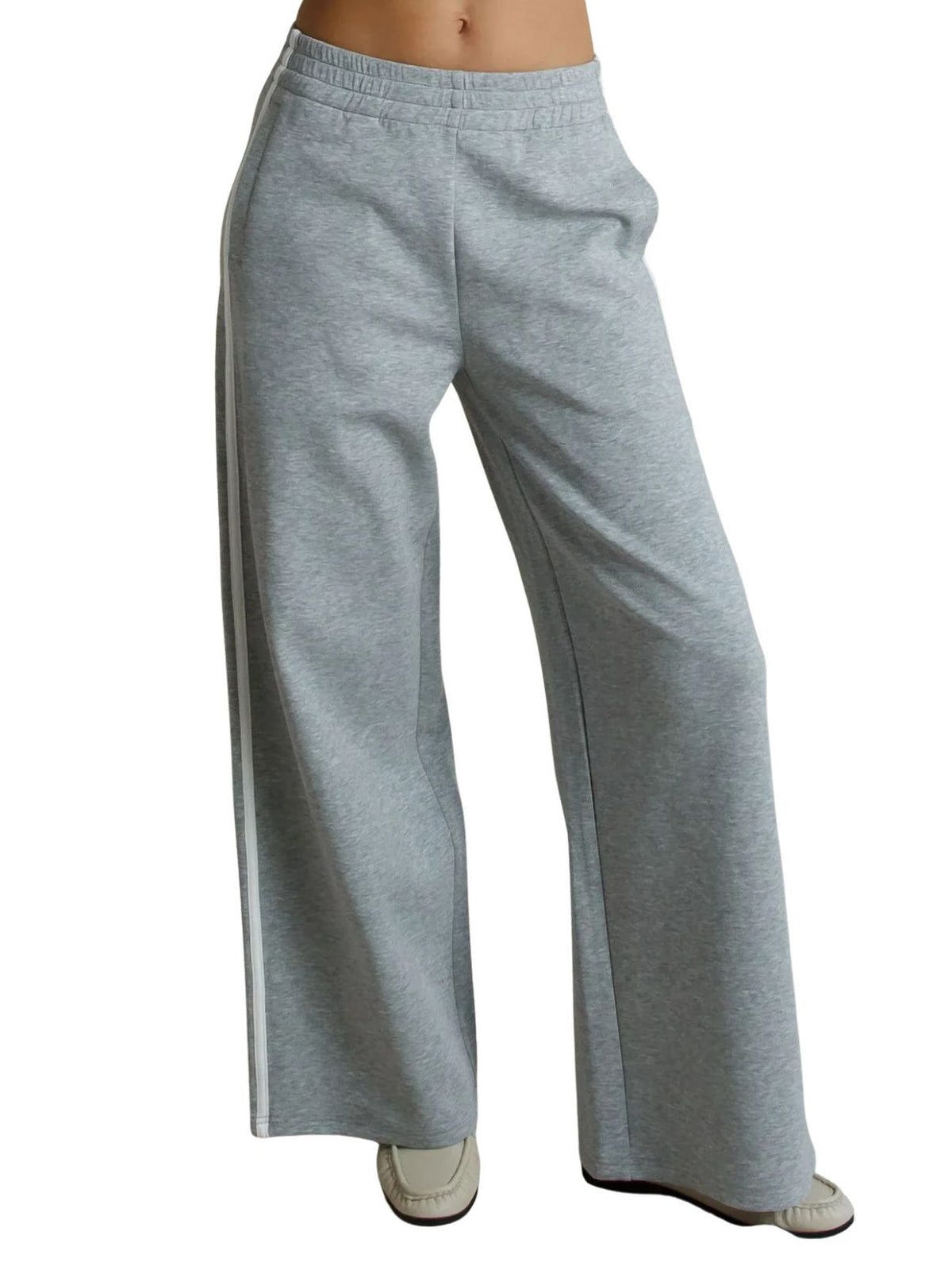 Perfect White Tee Mikos Wide Leg Travel Pants in Heather Grey