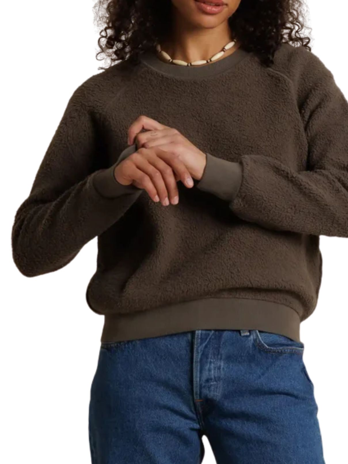 Perfect White Tee Ziggy Reverse Fleece Crew Neck Sweatshirt – Dark Olive