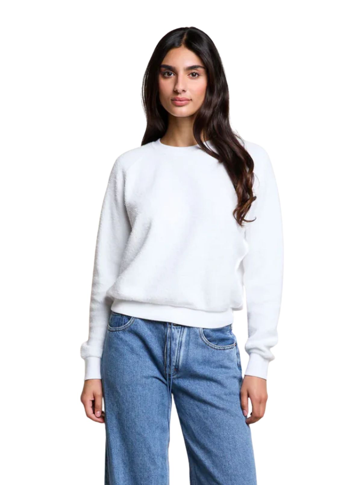 Perfect White Tee Ziggy Reverse Fleece Crew Neck Sweatshirt – White
