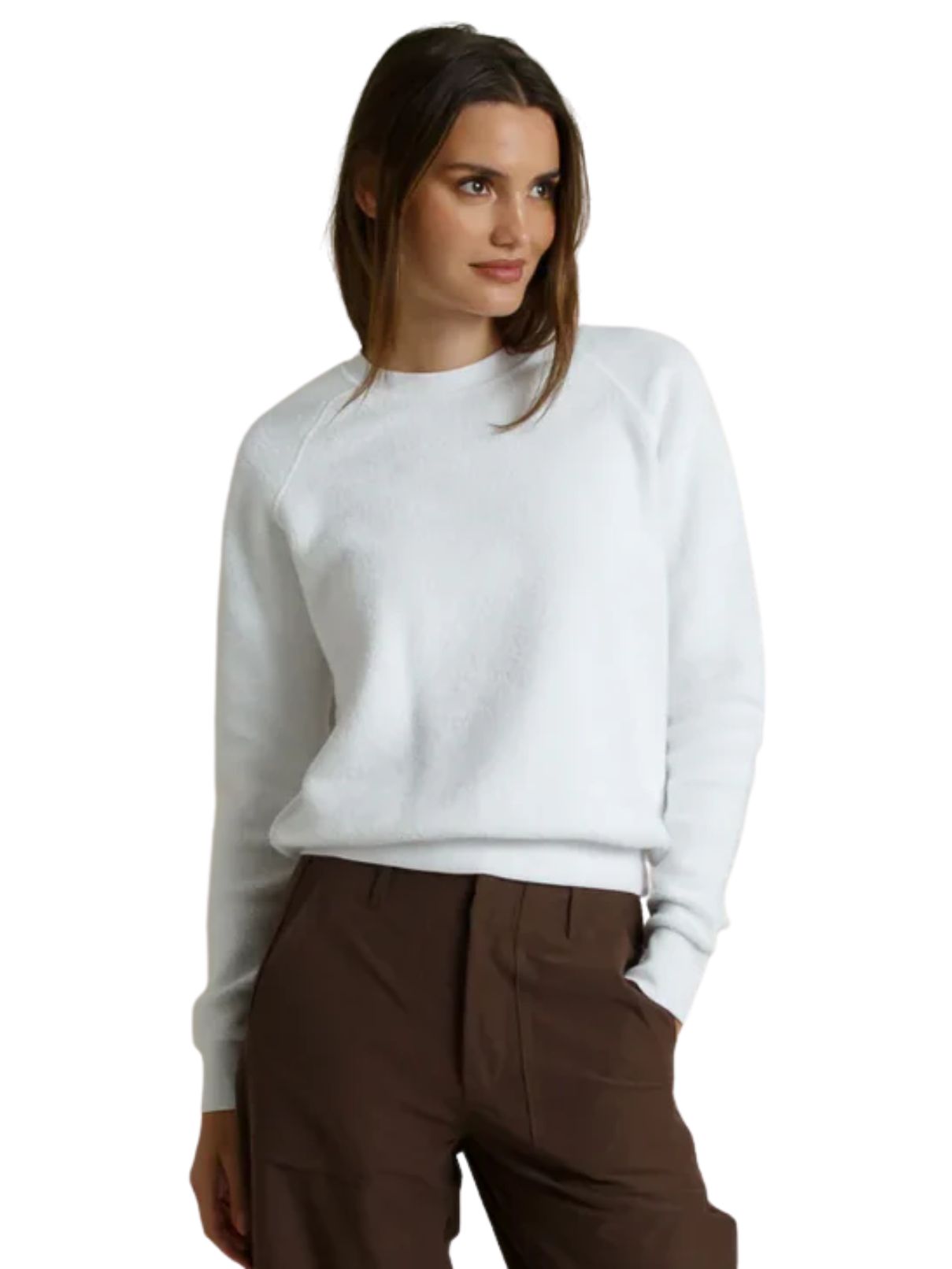 Perfect White Tee Ziggy Reverse Fleece Crew Neck Sweatshirt – White