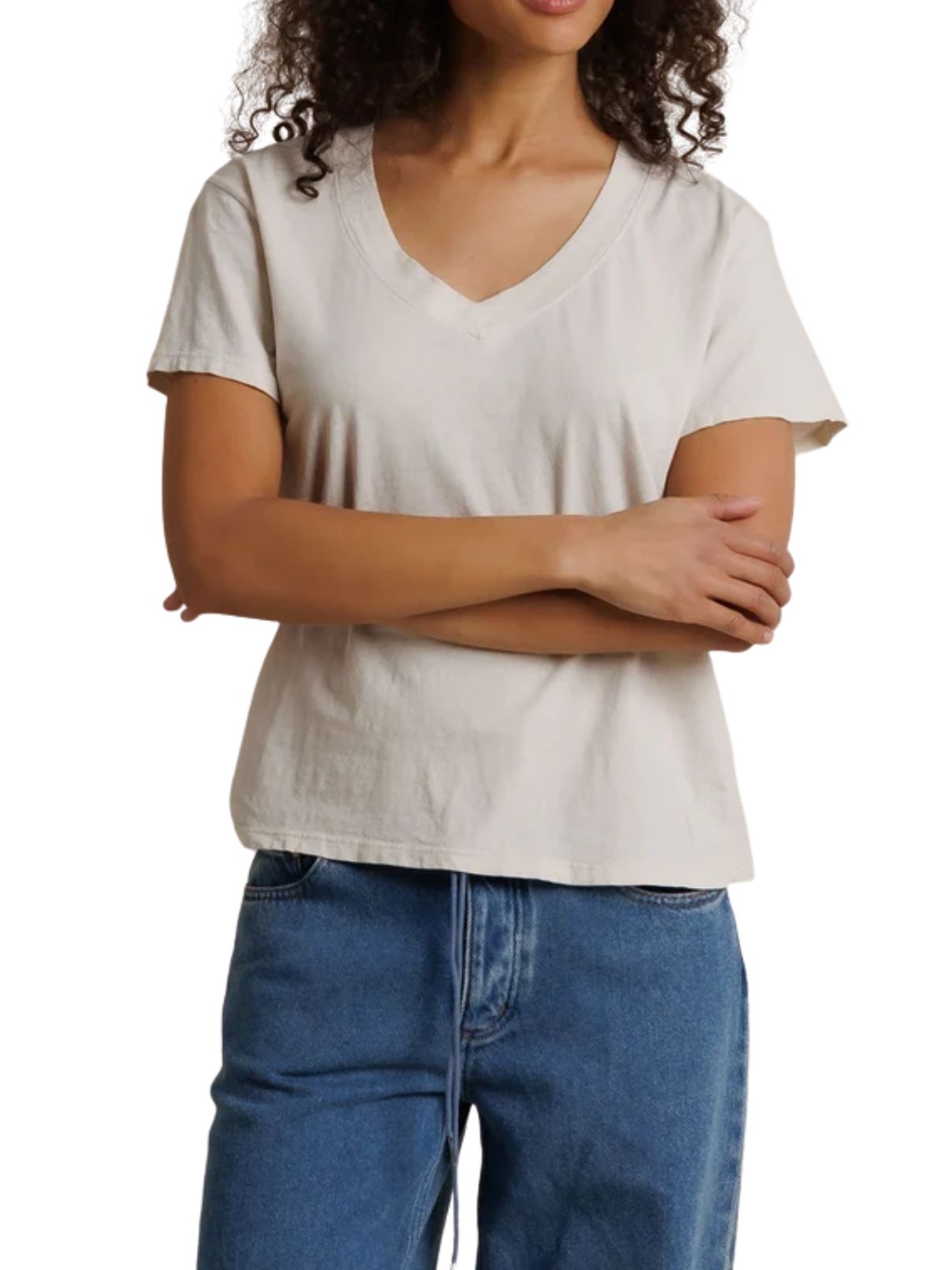 Perfectwhitetee Hendrix Boxy V-Neck Tee – Whitecap Grey