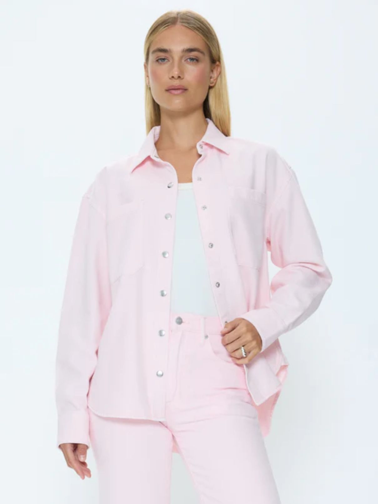 Pistola Elin Denim Shacket in Blush