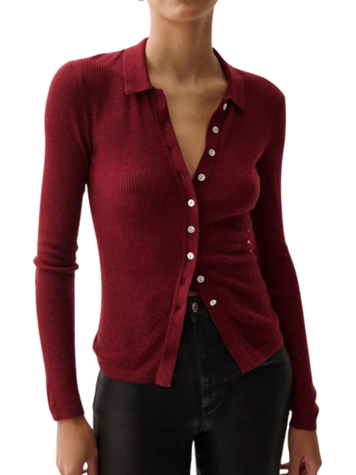 Pistola Korey Merino Blend Featherweight Cardigan in Barolo