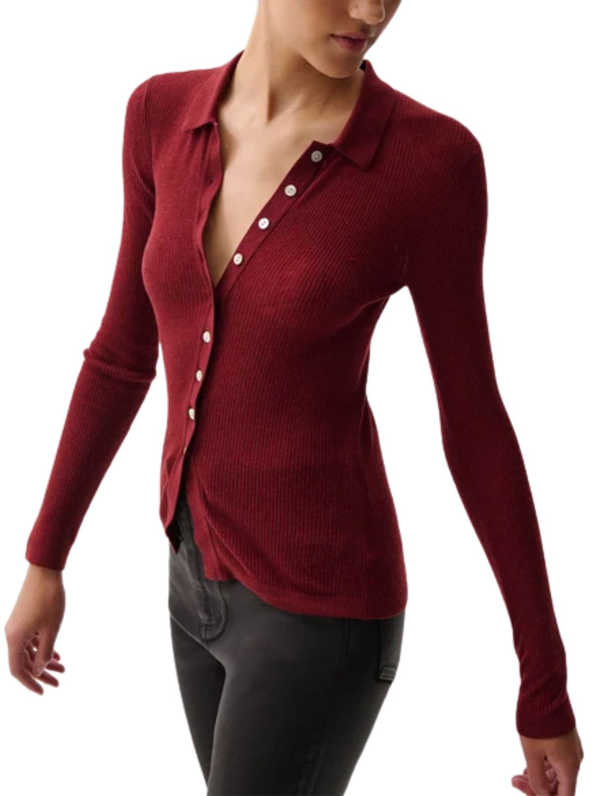Pistola Korey Merino Blend Featherweight Cardigan in Barolo
