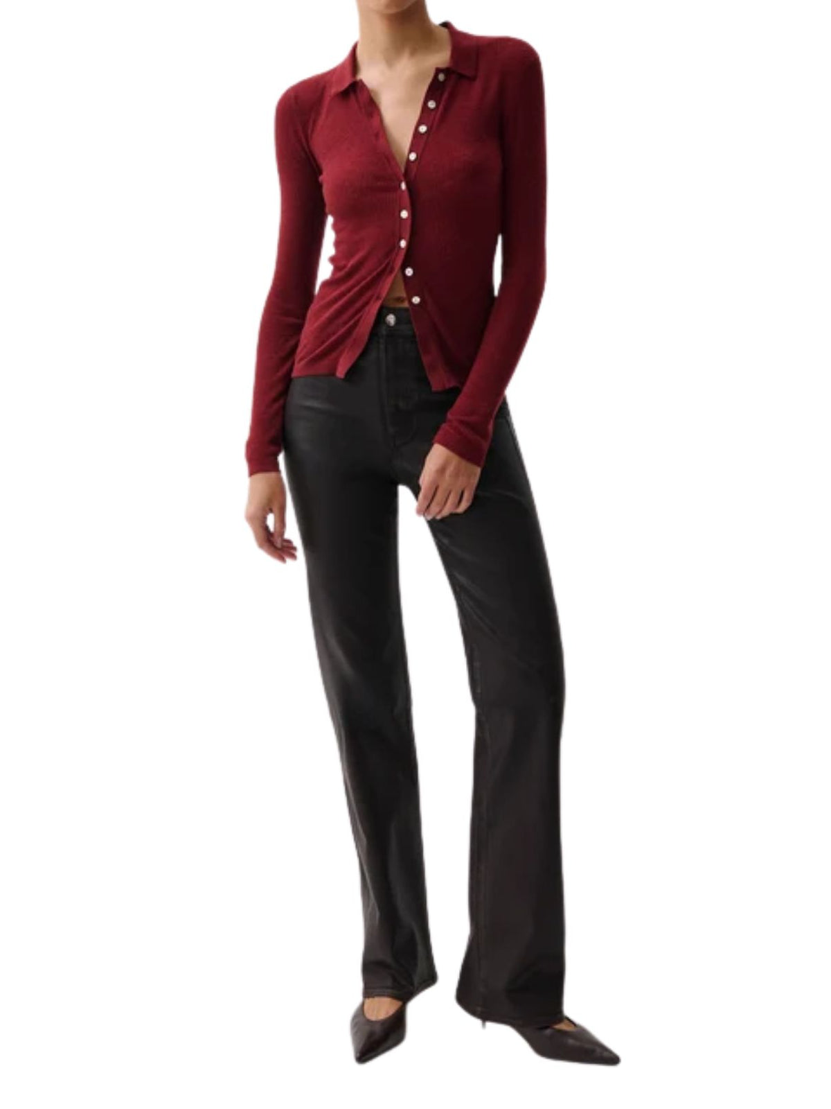 Pistola Korey Merino Blend Featherweight Cardigan in Barolo