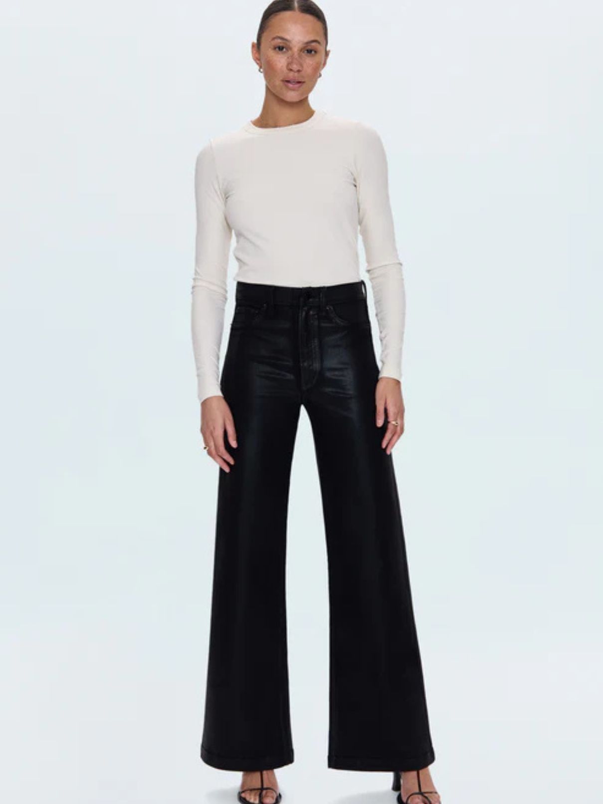 Pistola Lana Hi Rise Ultra Wide Jean in Coated Noir